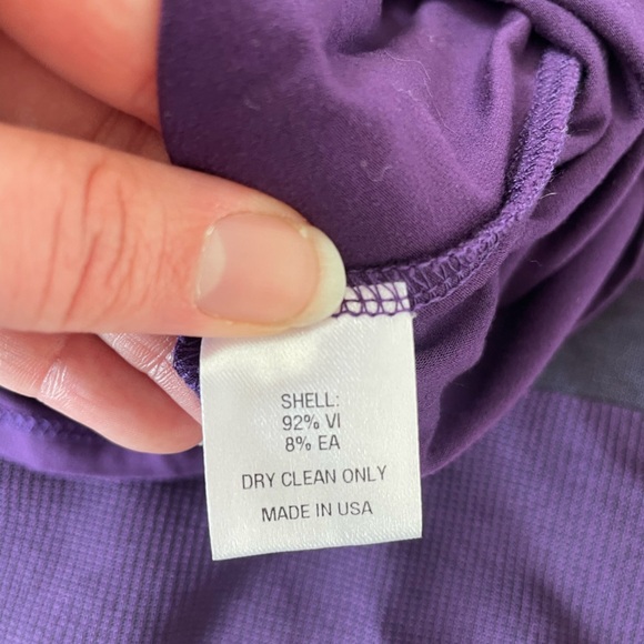 Per se deep purple two piece layered sheer striped short sleeve blouse | L - Picture 14 of 14